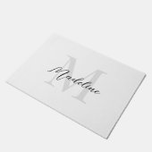 Minimale Script Calligraphy Black White Monogram Deurmat (Schuin)