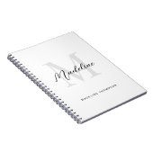 Minimale Script Calligraphy Black White Monogram Notitieboek (Rechterzijde)