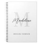 Minimale Script Calligraphy Black White Monogram Notitieboek (Voorkant)