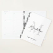 Minimale Script Calligraphy Black White Monogram Planner (Display)