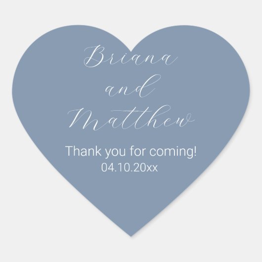 Minimale Script Calligraphy Dusty Blue Favors Hart Sticker (Voorkant)