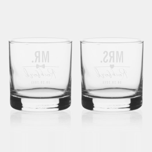Minimale Script Custom Wedding Set van 2 Whisky Glas (Achterkant)