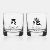 Minimale Script Custom Wedding Set van 2 Whisky Glas (Voorkant)