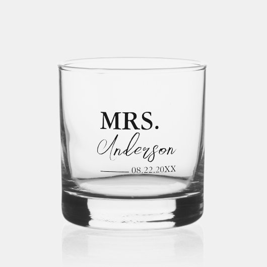 Minimale Script Custom Wedding Whiskey Glas (Voorkant)