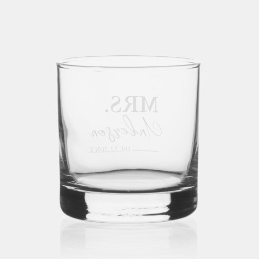 Minimale Script Custom Wedding Whiskey Glas (Achterkant)