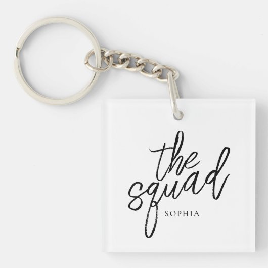 Minimale script De Squad Bruidsmeisje aangepaste f Sleutelhanger (Voorkant)
