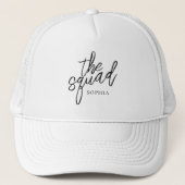Minimale script De Squad Bruidsmeisje Custom Trucker Pet (Voorkant)