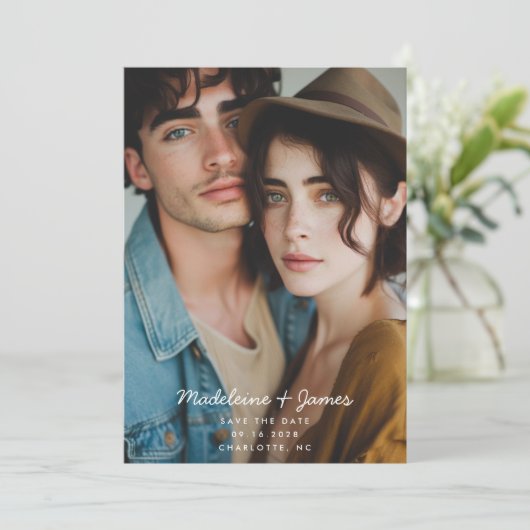 Minimale Script Eenvoudig Modern Volledige Foto Br Save The Date (Staand voorkant)