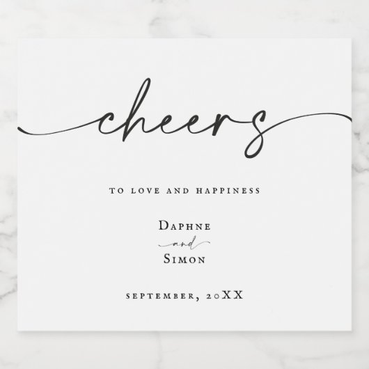 Minimale Script ELLE Sparkling Wijnetiket (Enkel label)