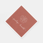 Minimale Script Flower Boho Terracotta Wedding Servet (Hoek)