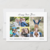 Minimale Script Gelukkig Nieuwjaar Fotocollage Feestdagenkaart (Voorkant)
