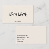 Minimale Script kalligrafie Ivoor Cream Chic Moder Visitekaartje (Voorkant / Achterkant)