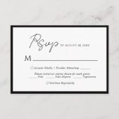 Minimale Script Menu Keuze Zwart Bruiloft RSVP (Voorkant)