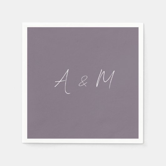 Minimale Script Monogram Boho Dusty Paars Wedding Servet (Voorkant)