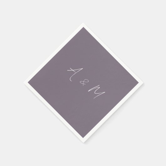 Minimale Script Monogram Boho Dusty Paars Wedding Servet (Hoek)