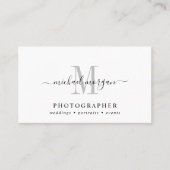 Minimale Script Monogram Fotograaf Visitekaartje (Voorkant)