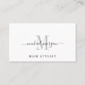 Minimale script monogram haarstylist visitekaartje (Voorkant)