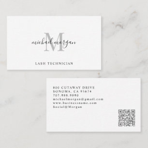 Minimale script monogram wimpertechnicus visitekaartje