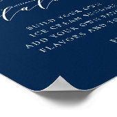 Minimale Script Navy Blue Wedding Ice Cream Bar Poster (Hoek)