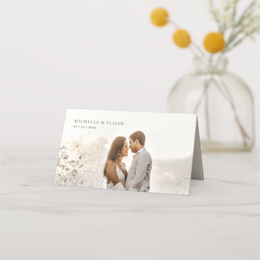 Minimale Script Photo Wedding Place kaarten (Achterkant)