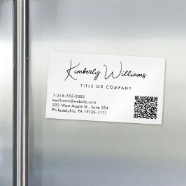 Minimale Script QR Code Professional Cream Magnetisch Visitekaartje