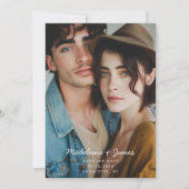 Minimale Script Sage Groene Foto QR Code Bruiloft Save The Date (Voorkant)