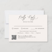 Minimale Script Traditionele QR Code RSVP Kaartje (Voorkant)