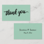 Minimale Script Typografie Lichtgroen Dank u Informatiekaartje (Voorkant / Achterkant)