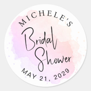 Minimale Script Typografie Waterverf Bruidsdouche Ronde Sticker