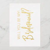 Minimale scriptbridesmaïde Gold Foil-kaart Folie Uitnodiging (Voorkant)