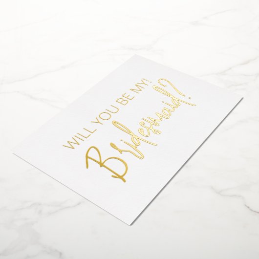 Minimale scriptbridesmaïde Gold Foil-kaart Folie Uitnodiging (Gedraaid)