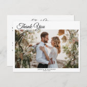 Minimale scriptbruiloft bedankt u fotokaart briefkaart (Voorkant / Achterkant)