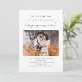 Minimale scriptfotoEngagement Party Kaart (Staand voorkant)