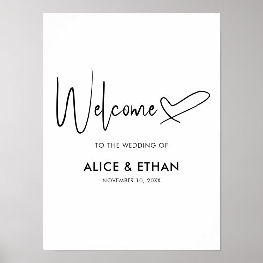 Minimale scripthandtekening Welkomstbruiloft Poster (Voorkant)