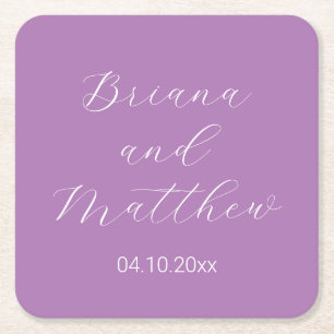 Minimale scriptkalligrafie lavender Weddenschap Vierkante Kartonnen Onderzetter