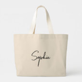 Minimale scriptnaam op maat grote tote bag (Achterkant)