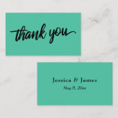 Minimale scripttypografie Biscay Green Bedankt Informatiekaartje (Voorkant / Achterkant)