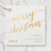 Minimale scripttypografie Merry Kerstchic Bedankjes Labels (Voorkant)