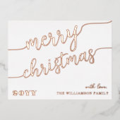 Minimale scripttypografie Merry Kerstchic Folie Feestdagen Briefkaart (Voorkant)