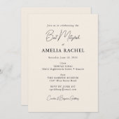 Minimale scriptvoorraad Cream Modern Bat Mitzvah Kaart (Voorkant / Achterkant)