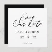Minimale scriptweduwen sparen de datum save the date (Voorkant / Achterkant)
