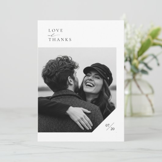 Minimale scriptweduwfoto bedankkaart (Staand voorkant)