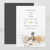 Minimale Seaside Sunrise Shell Collectors' Wedding Kaart (Voorkant / Achterkant)