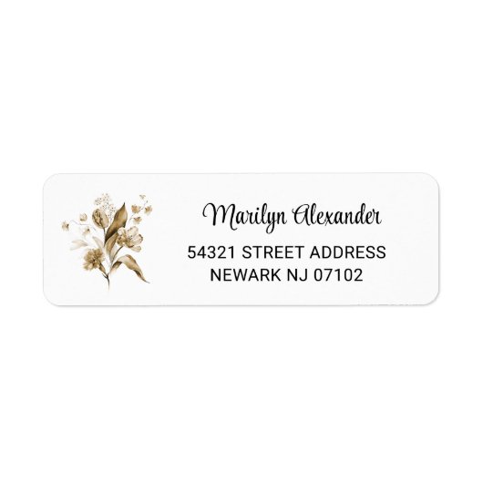Minimale Sepia Stilleven Bloemen retouradres Etiket (Voorkant)