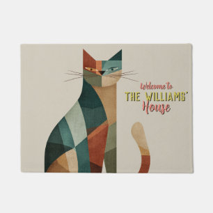 Minimale Siamese Kat Moeder Vader Nieuw Huis Decor Deurmat