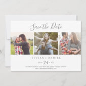 Minimale Silver 3-fotosjabloon Opslaan datum Save The Date (Voorkant)