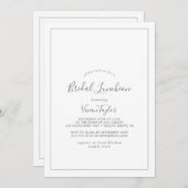 Minimale Silver Bridal Luncheon Uitnodiging (Voorkant / Achterkant)