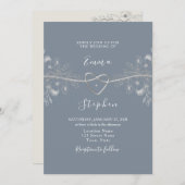 Minimale Silver Dusty Blue Wedding Uitnodiging (Voorkant / Achterkant)
