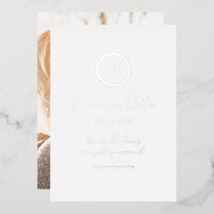 Minimale Silver Modern Glam Save the Date Photo Folie Uitnodiging