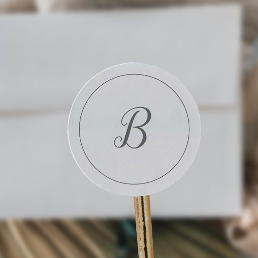 Minimale Silver Monogram Wedding Envelope-zegels Ronde Sticker